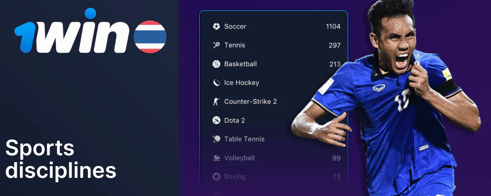There are over 35 sports to bet on on 1Win.