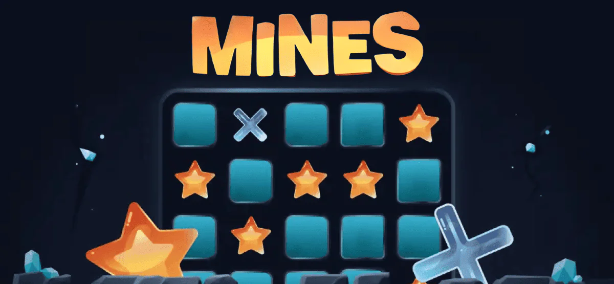 Background for the demo version of the game Mines on the 1Win website.